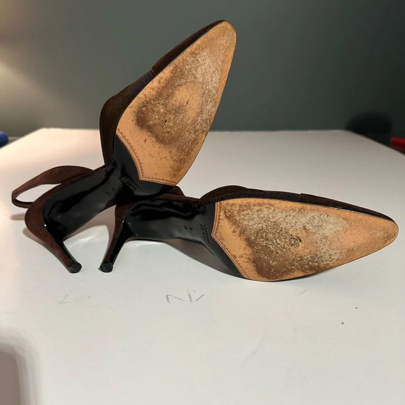 Yves Saint Laurent Brown Slingback Pumps Sz 9M - Picture 8 of 16